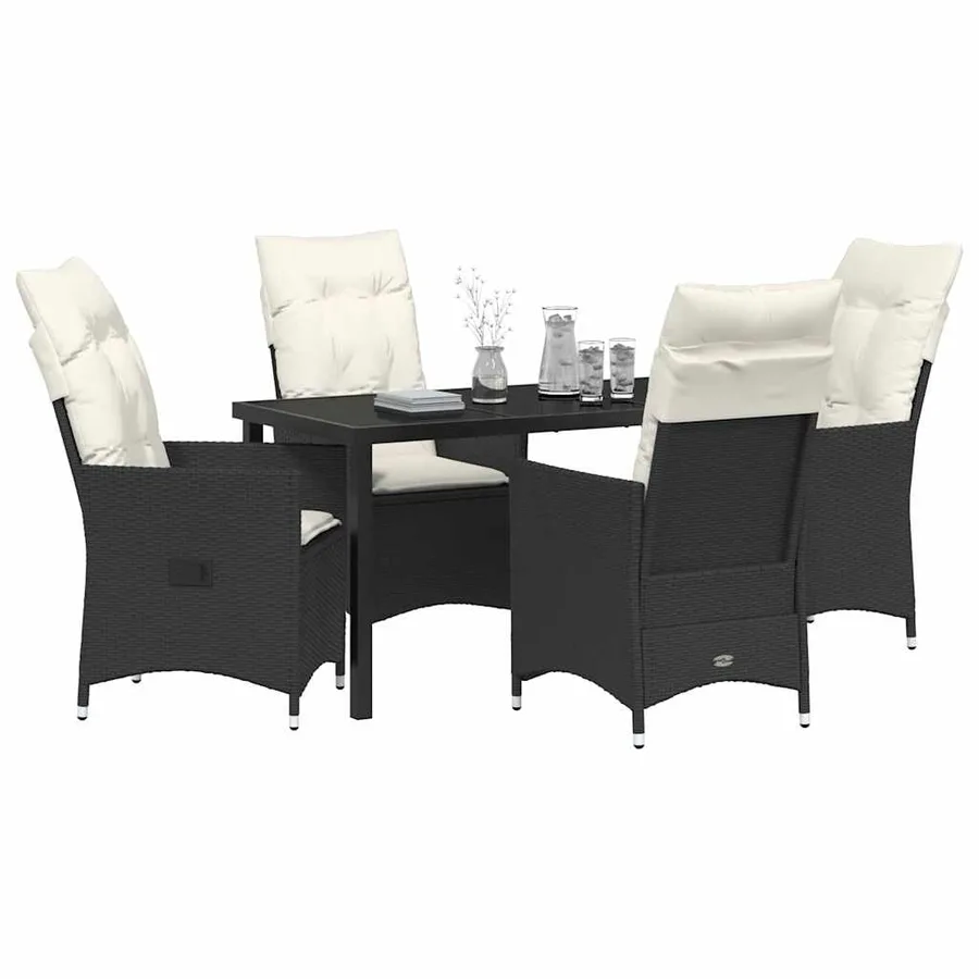 Ensemble de salle à manger pour jardin 5 pcs Noir polyrotin - 3