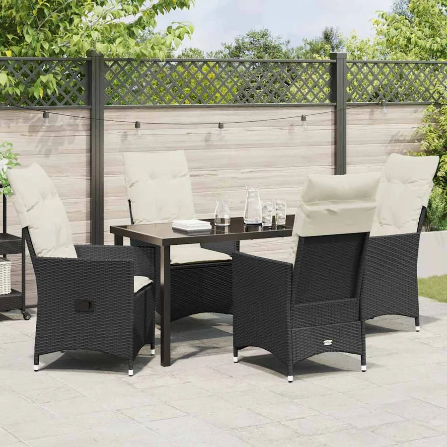 Ensemble de salle à manger pour jardin 5 pcs Noir polyrotin - 4