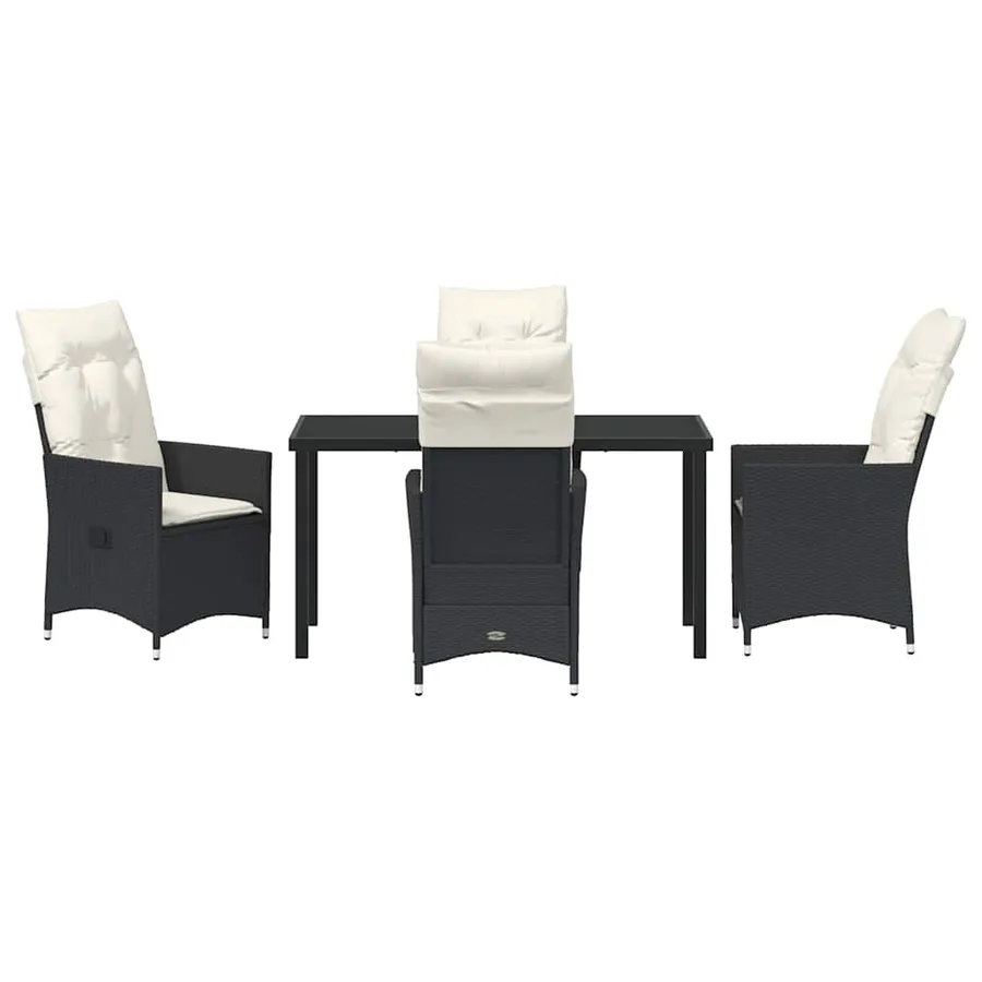 Ensemble de salle à manger pour jardin 5 pcs Noir polyrotin - 7