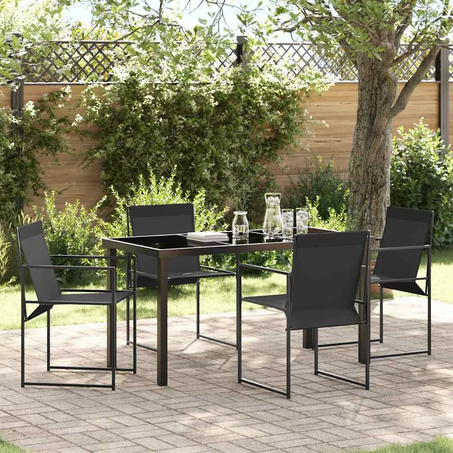 Ensemble de salle à manger pour jardin 5 pcs Noir