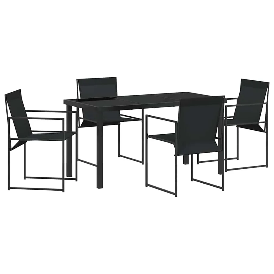 Ensemble de salle à manger pour jardin 5 pcs Noir - 2