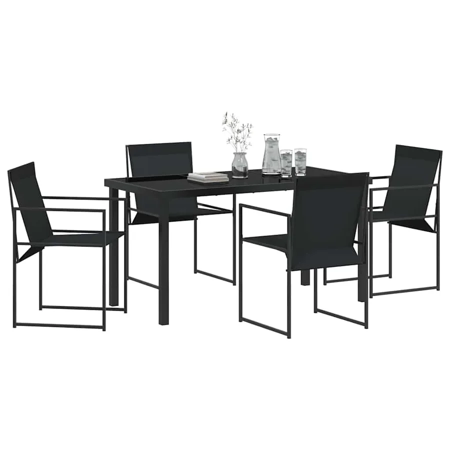 Ensemble de salle à manger pour jardin 5 pcs Noir - 3