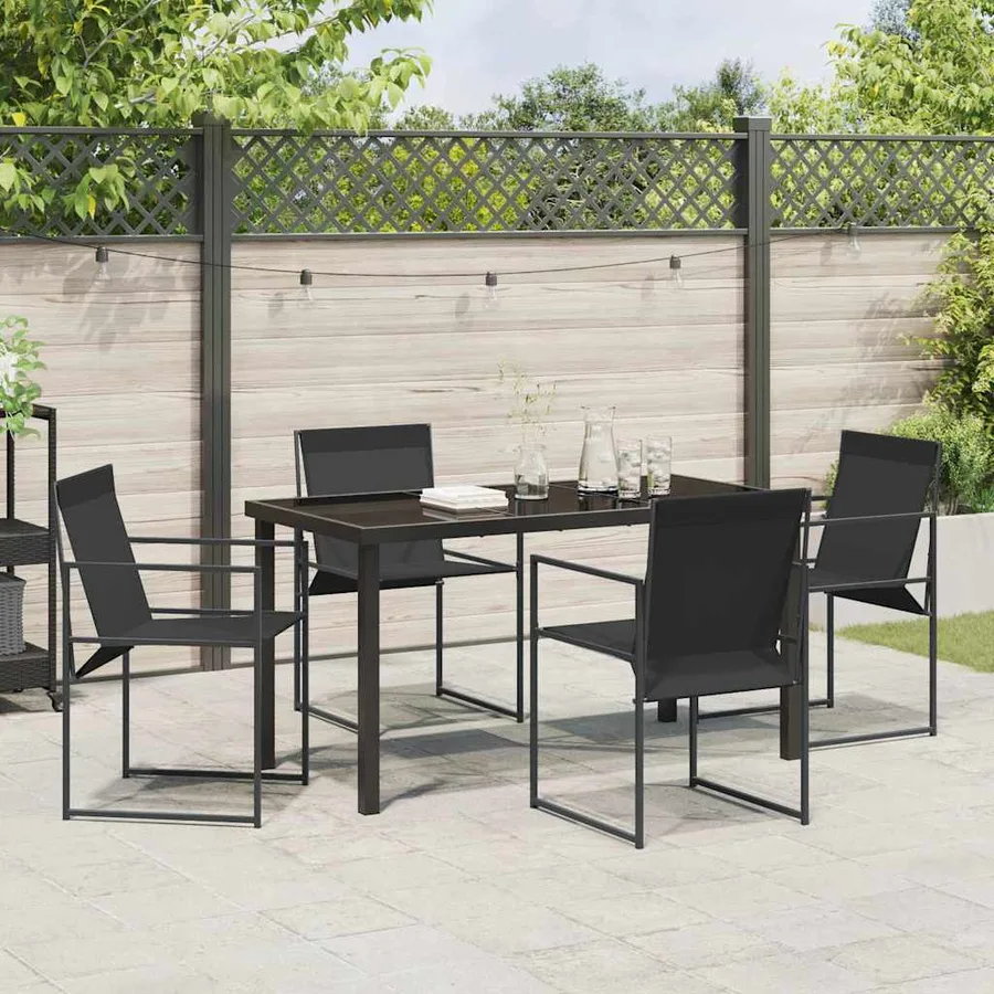 Ensemble de salle à manger pour jardin 5 pcs Noir - 4