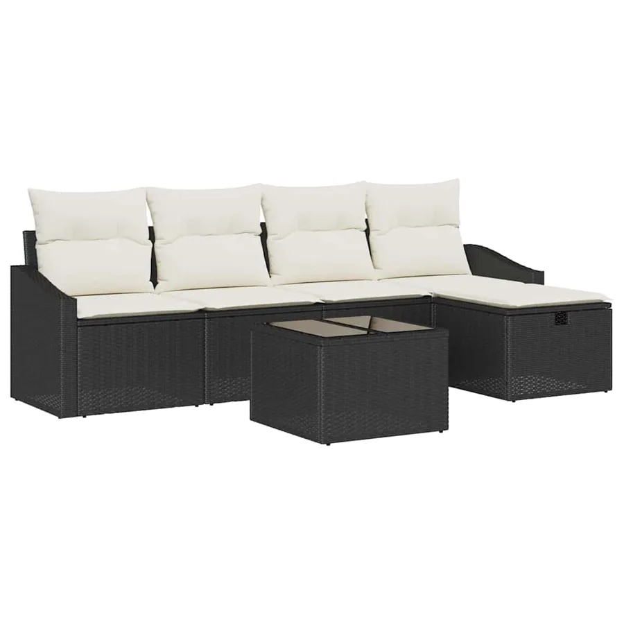 Ensemble de Canapés avec coussin avec stockage Noir polyrotin - 2
