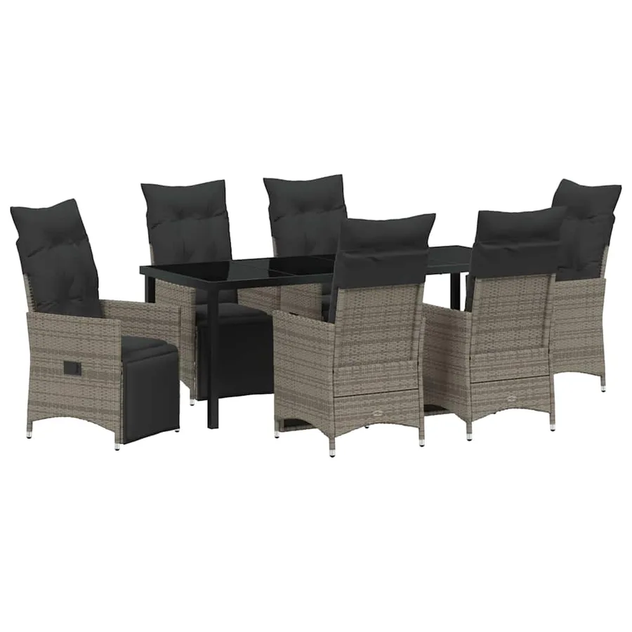 Ensemble de salle à manger pour jardin 7 pcs Gris polyrotin - 3
