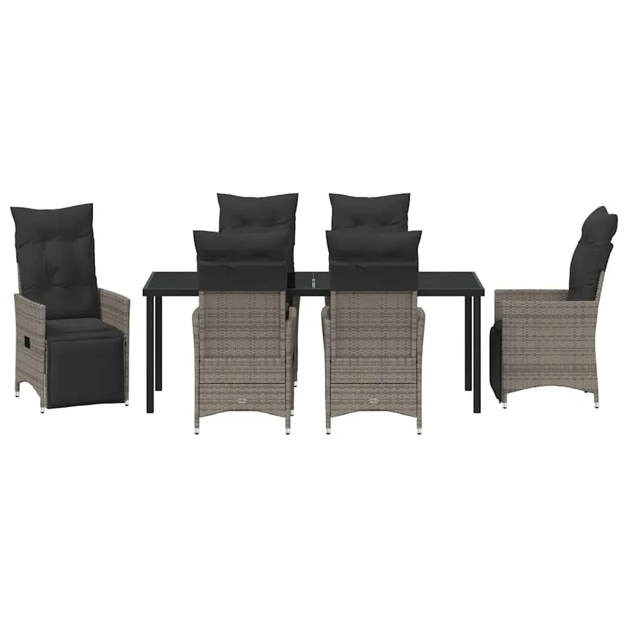 Ensemble de salle à manger pour jardin 7 pcs Gris polyrotin - 7