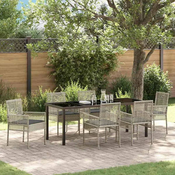 Ensemble de salle à manger pour jardin 7 pcs Gris clair