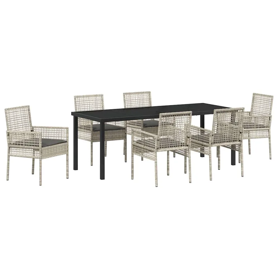 Ensemble de salle à manger pour jardin 7 pcs Gris clair - 2