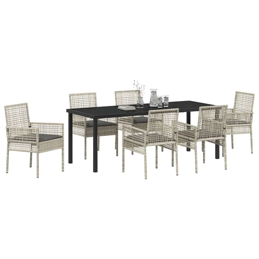Ensemble de salle à manger pour jardin 7 pcs Gris clair - 3