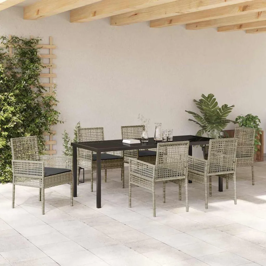 Ensemble de salle à manger pour jardin 7 pcs Gris clair - 4