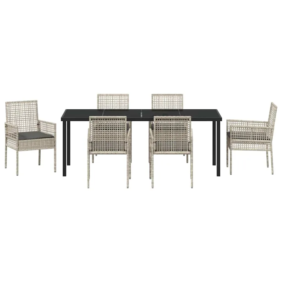Ensemble de salle à manger pour jardin 7 pcs Gris clair - 7