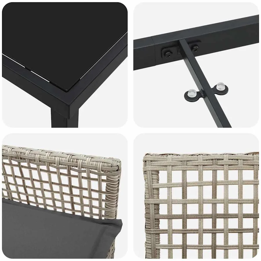 Ensemble de salle à manger pour jardin 7 pcs Gris clair - 9