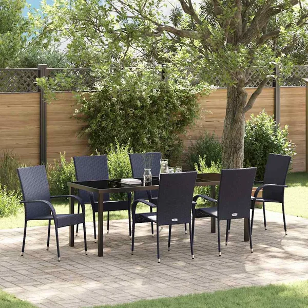 Ensemble de salle à manger pour jardin 7 pcs Noir