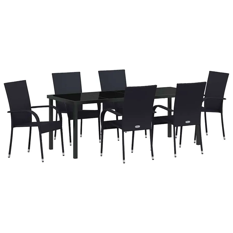 Ensemble de salle à manger pour jardin 7 pcs Noir - 2