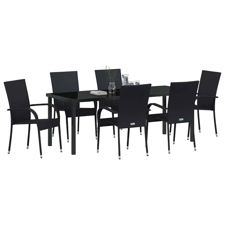 Ensemble de salle à manger pour jardin 7 pcs Noir - 3