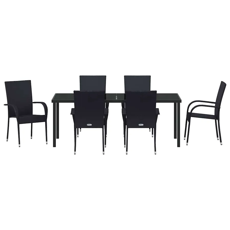 Ensemble de salle à manger pour jardin 7 pcs Noir - 7