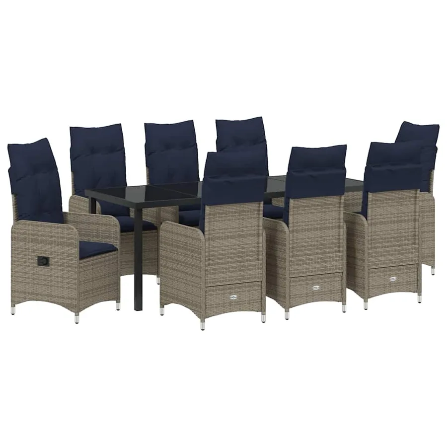 Ensemble de salle à manger pour jardin 9 pcs Noir polyrotin - 2