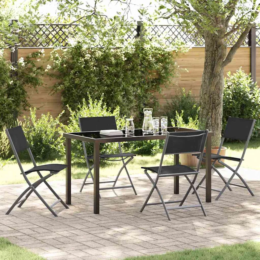 Ensemble de salle à manger pour jardin 5 pcs Noir