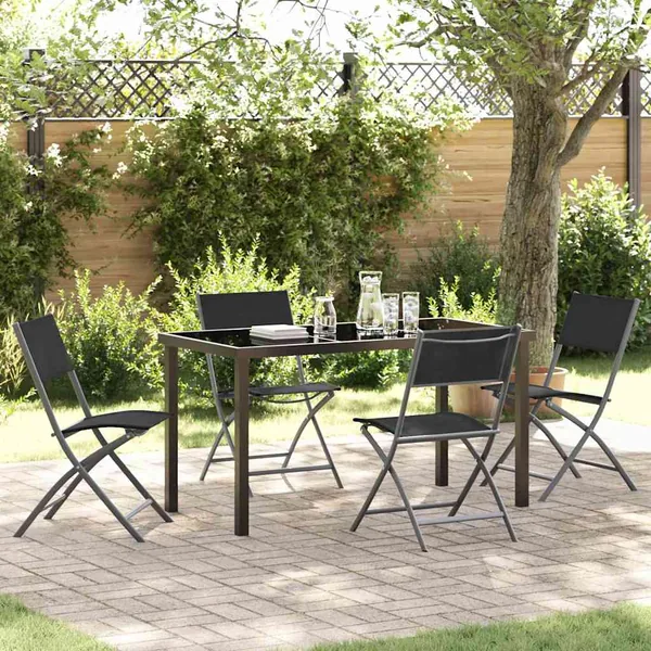 Ensemble de salle à manger pour jardin 5 pcs Noir