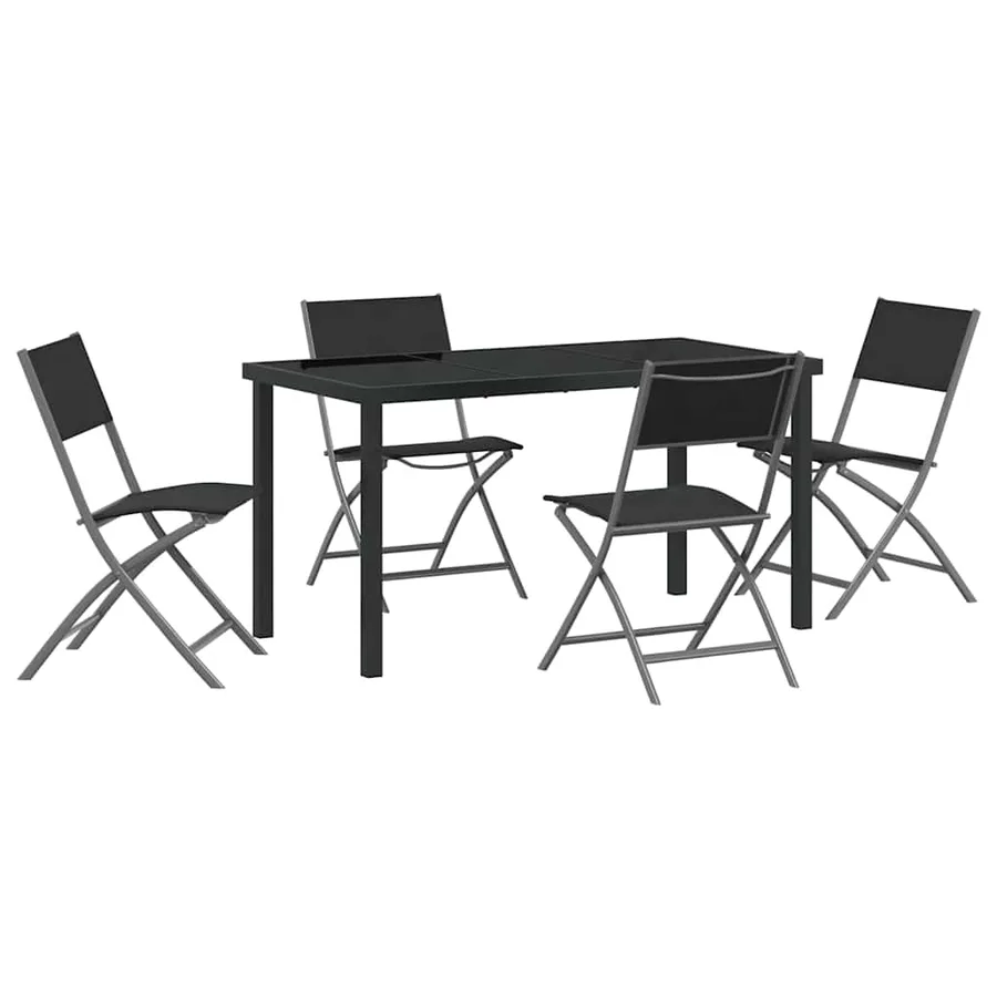 Ensemble de salle à manger pour jardin 5 pcs Noir - 2