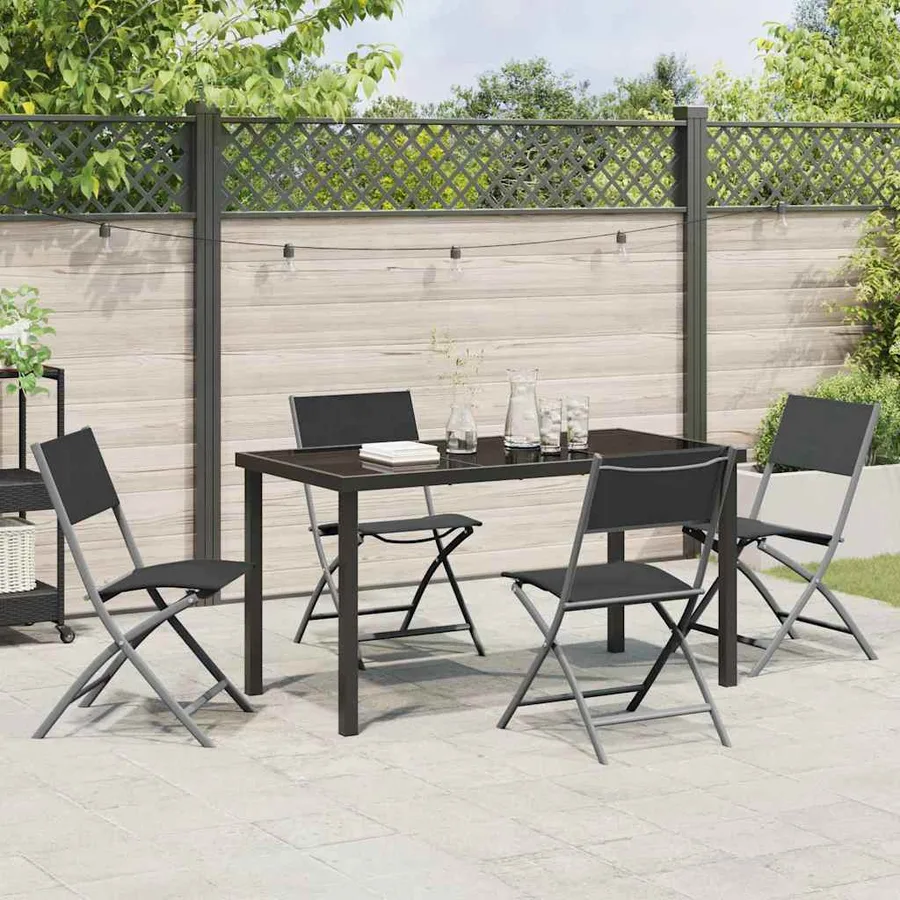 Ensemble de salle à manger pour jardin 5 pcs Noir - 4