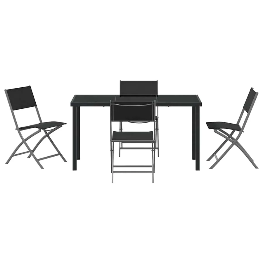 Ensemble de salle à manger pour jardin 5 pcs Noir - 7