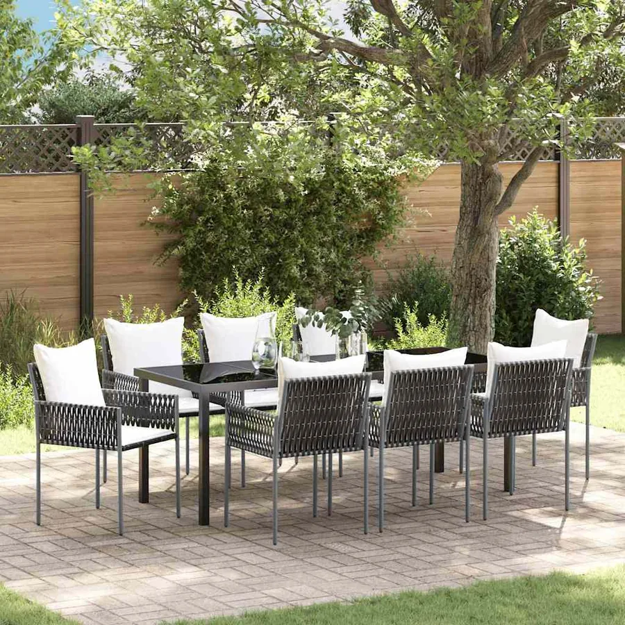 Ensemble de salle à manger pour jardin 9 pcs Marron et Noir