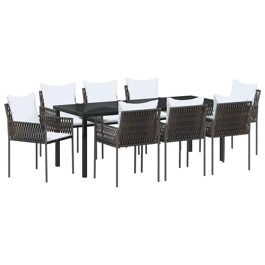 Ensemble de salle à manger pour jardin 9 pcs Marron et Noir - 2