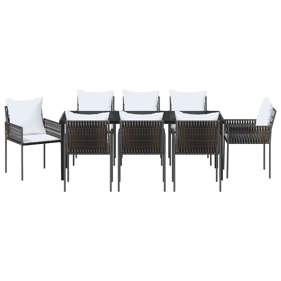 Ensemble de salle à manger pour jardin 9 pcs Marron et Noir - 7