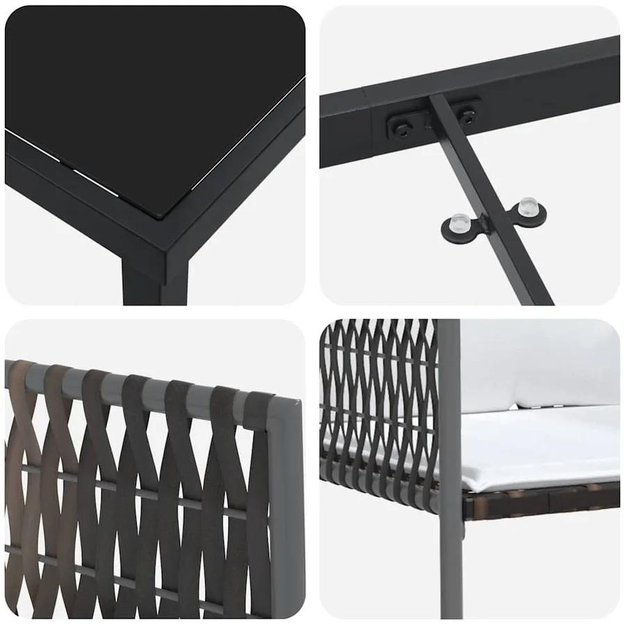 Ensemble de salle à manger pour jardin 9 pcs Marron et Noir - 9