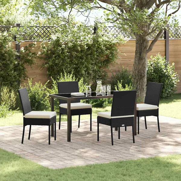 Ensemble de salle à manger pour jardin 5 pcs Noir