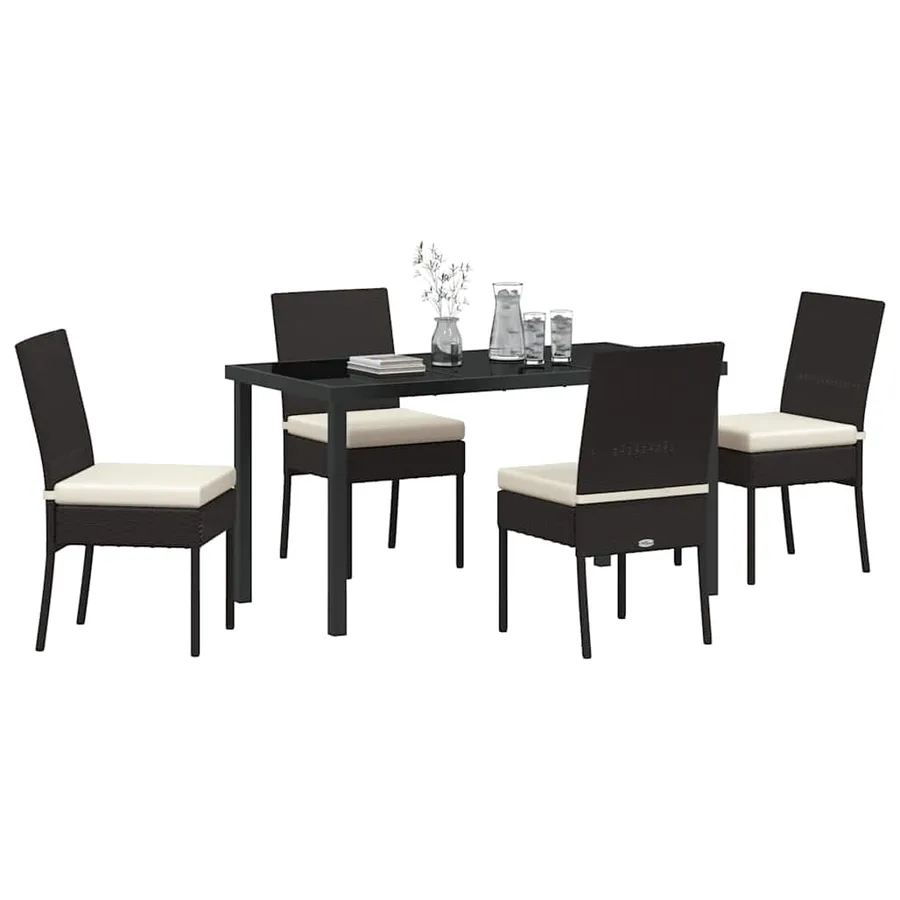 Ensemble de salle à manger pour jardin 5 pcs Noir - 3