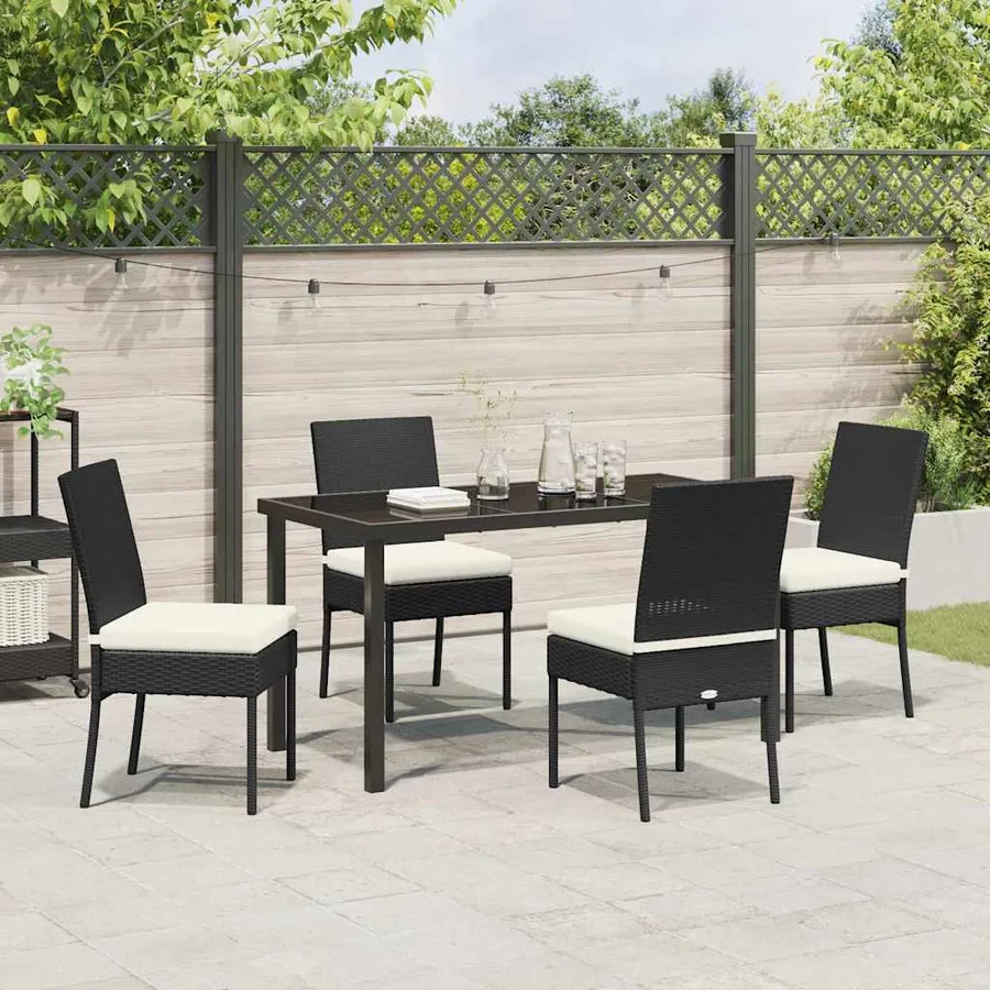 Ensemble de salle à manger pour jardin 5 pcs Noir - 4