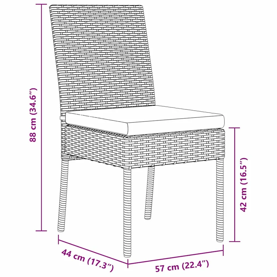 Ensemble de salle à manger pour jardin 5 pcs Noir - 8