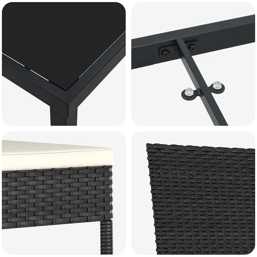 Ensemble de salle à manger pour jardin 5 pcs Noir - 9