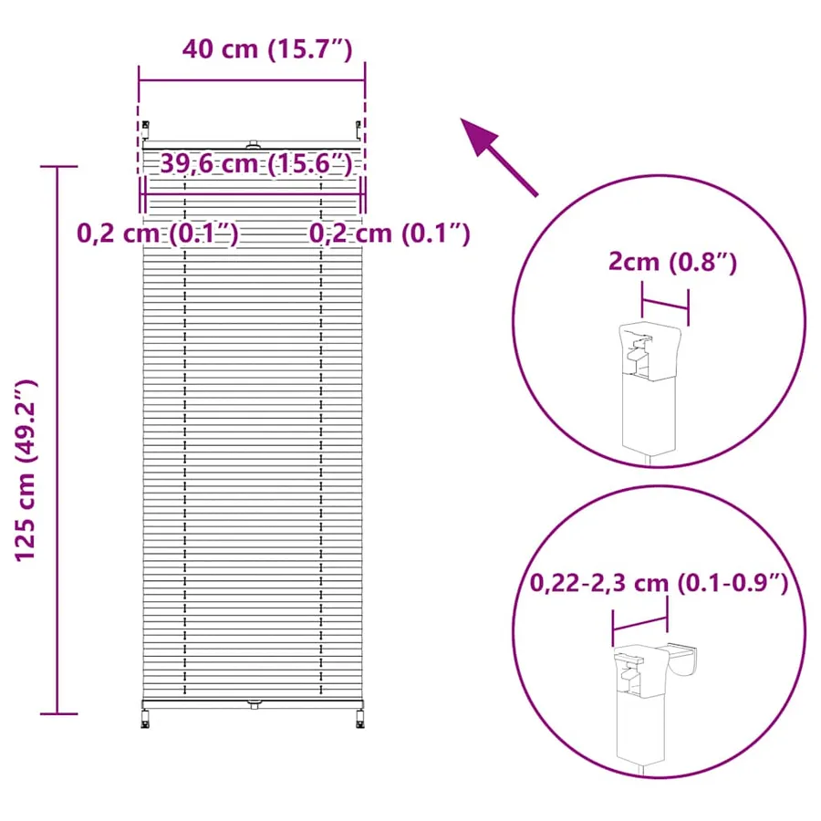 Store plissé 40x125 cm Crème - 10