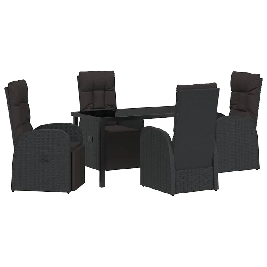 Ensemble de salle à manger pour jardin 5 pcs Noir polyrotin - 2