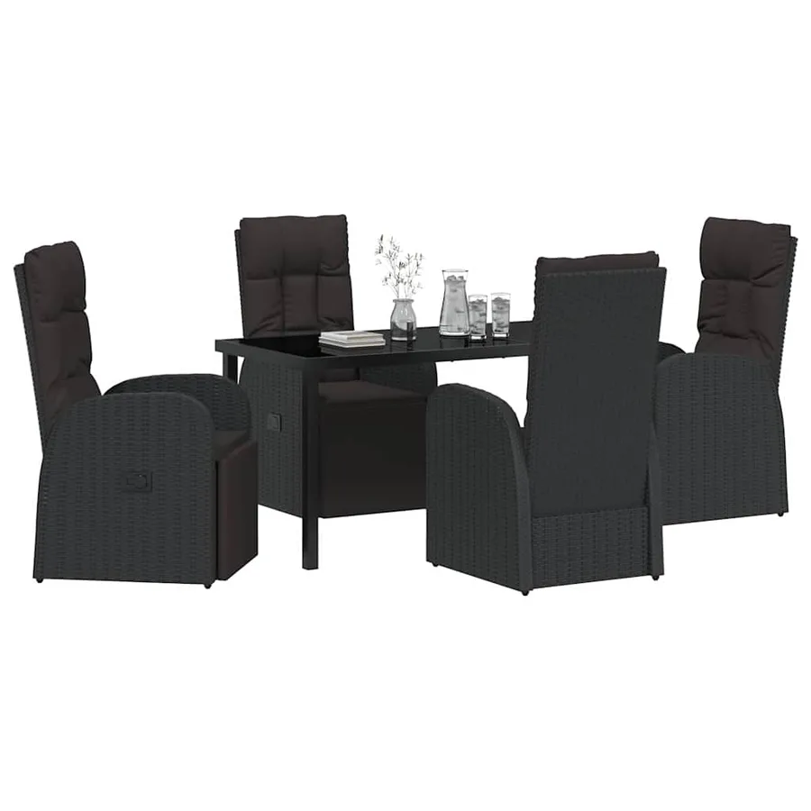 Ensemble de salle à manger pour jardin 5 pcs Noir polyrotin - 3