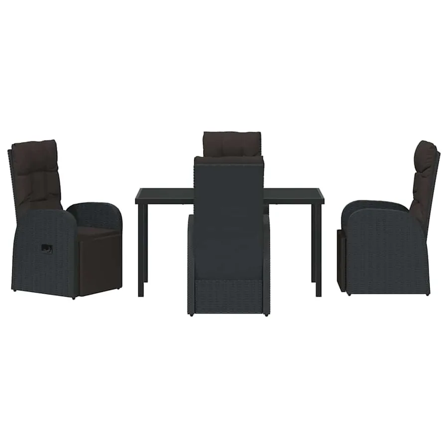 Ensemble de salle à manger pour jardin 5 pcs Noir polyrotin - 7