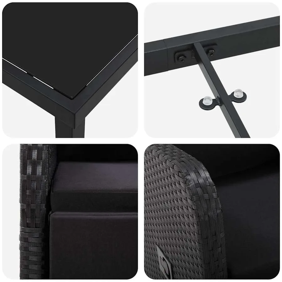 Ensemble de salle à manger pour jardin 5 pcs Noir polyrotin - 9