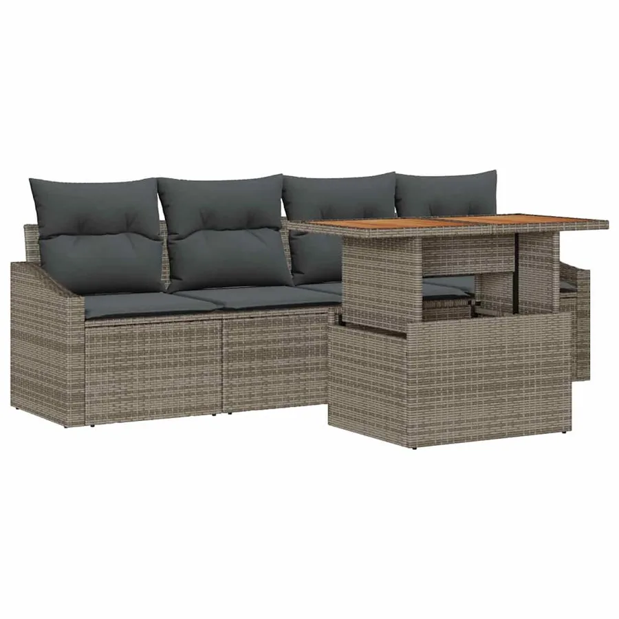 Ensemble de canapé de jardin 5 pcs Gris Poly rotin - 2