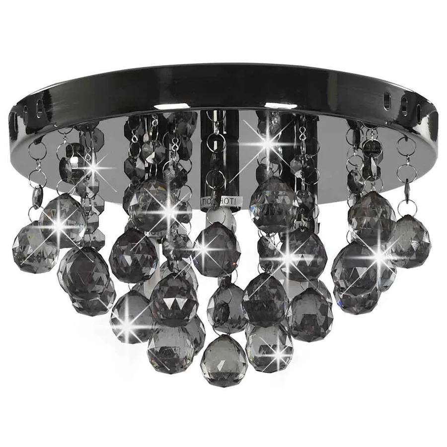 Plafonnier avec perles fumées Noir Rond G9 - 2