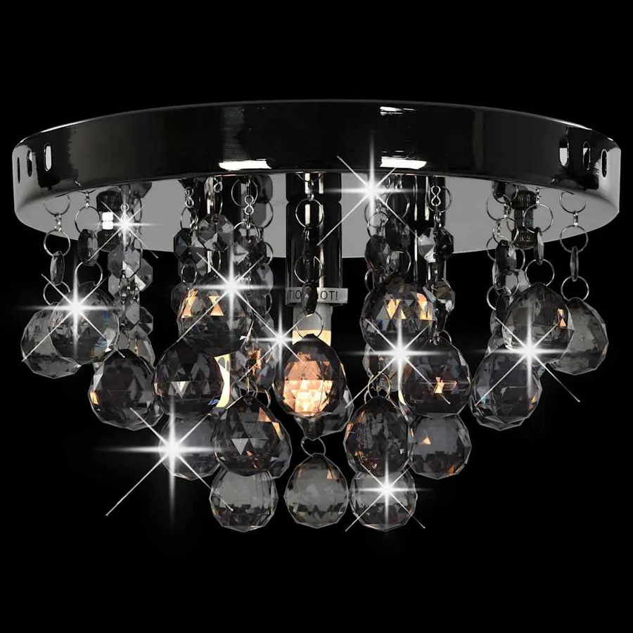 Plafonnier avec perles fumées Noir Rond G9 - 5