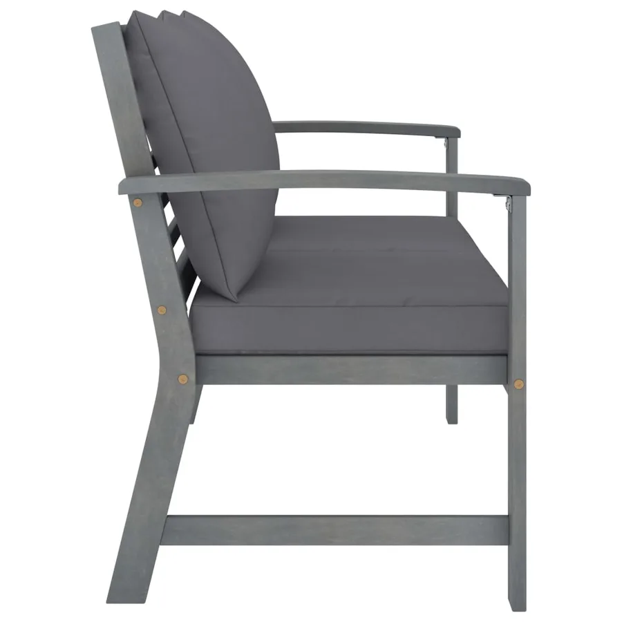 Salon de jardin 4 pcs avec coussins Bois d'acacia solide - 5