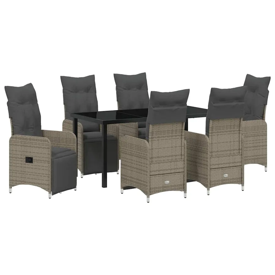 Ensemble de salle à manger pour jardin 7 pcs Beige polyrotin - 2