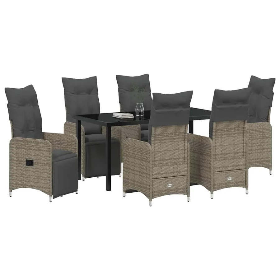 Ensemble de salle à manger pour jardin 7 pcs Beige polyrotin - 3