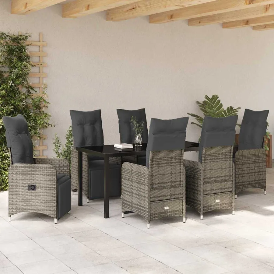 Ensemble de salle à manger pour jardin 7 pcs Beige polyrotin - 4