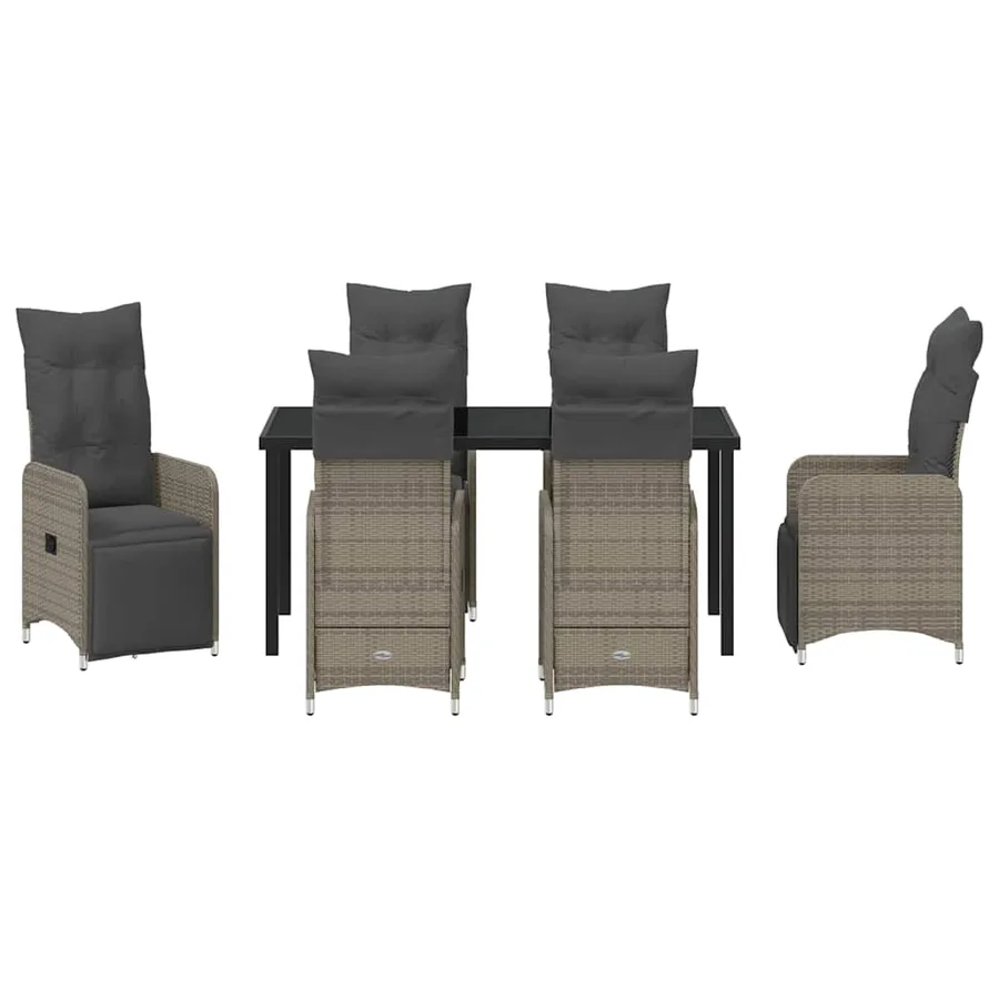 Ensemble de salle à manger pour jardin 7 pcs Beige polyrotin - 7