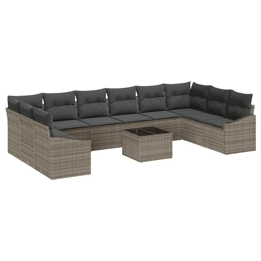 Ensemble de Canapés avec coussin 11 pcs Gris polyrotin - 2