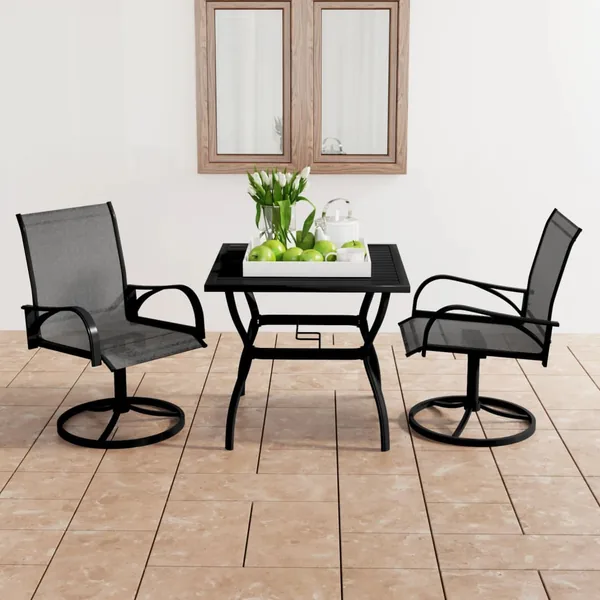 Ensemble à manger de jardin 3 pcs textilène et acier